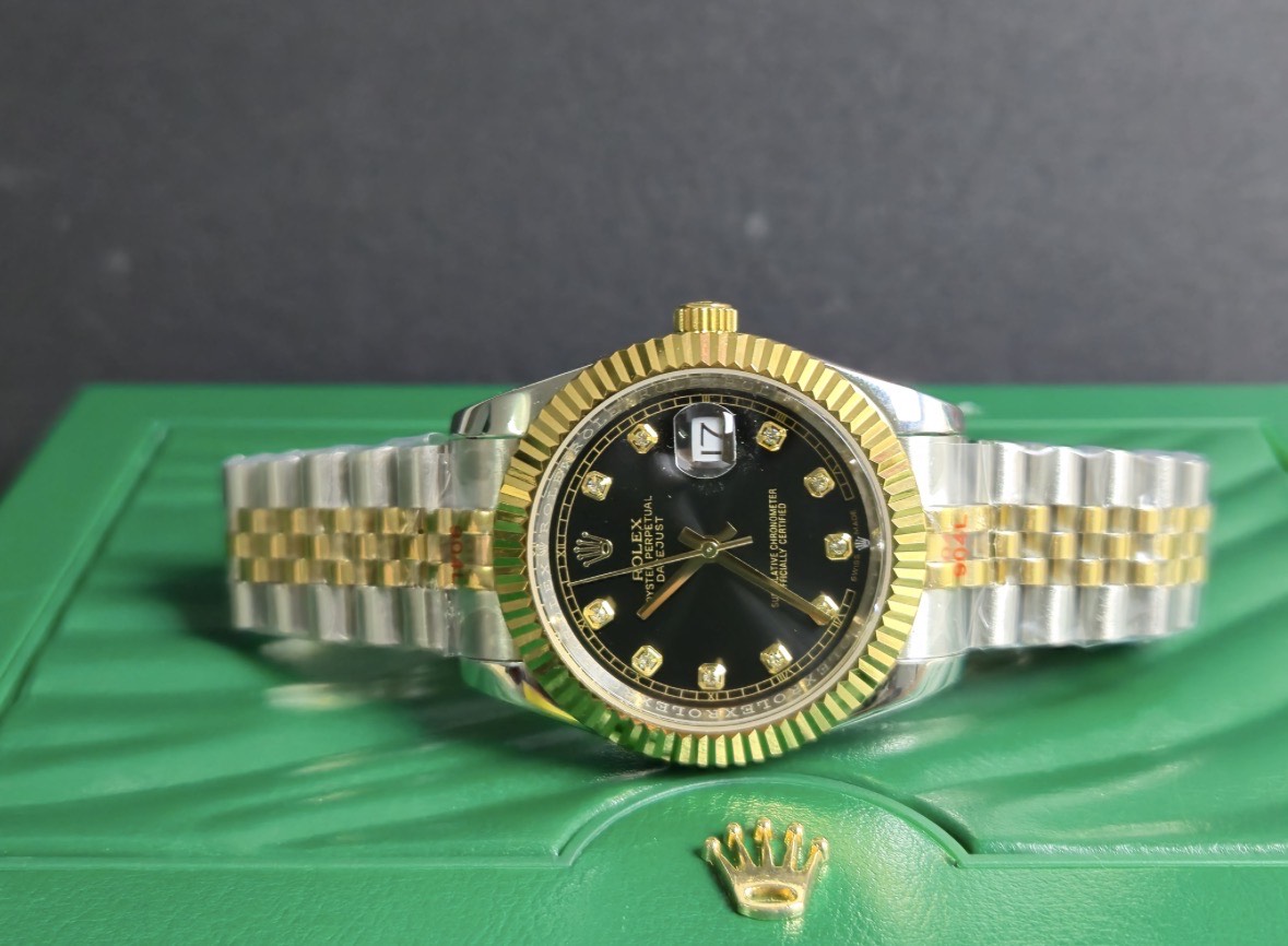 Rolex Date Just Black and Gold Men 41mm