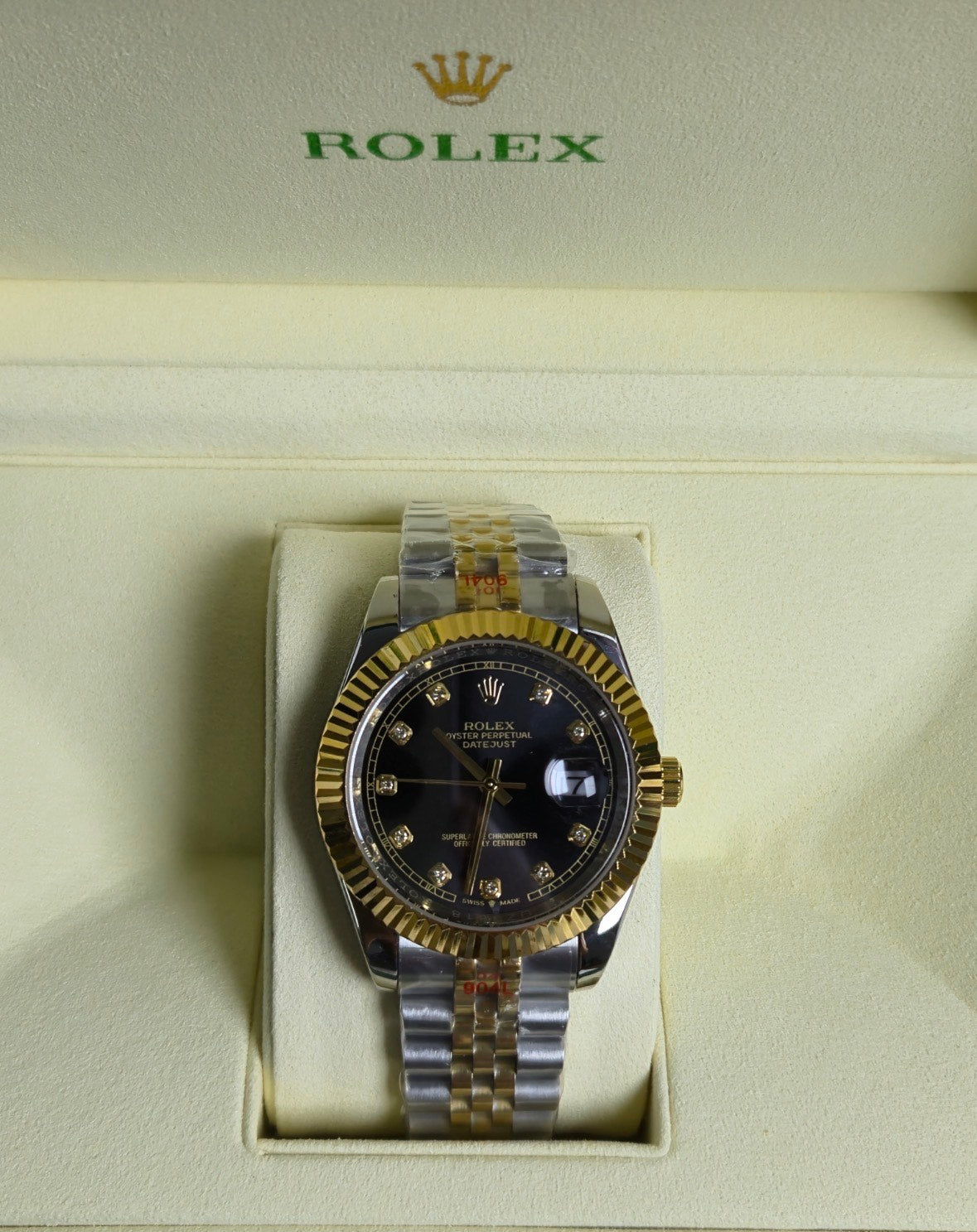 Rolex Date Just Black and Gold Men 41mm