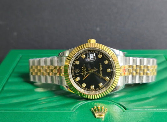 Rolex Date Just Black and Gold Men 41mm